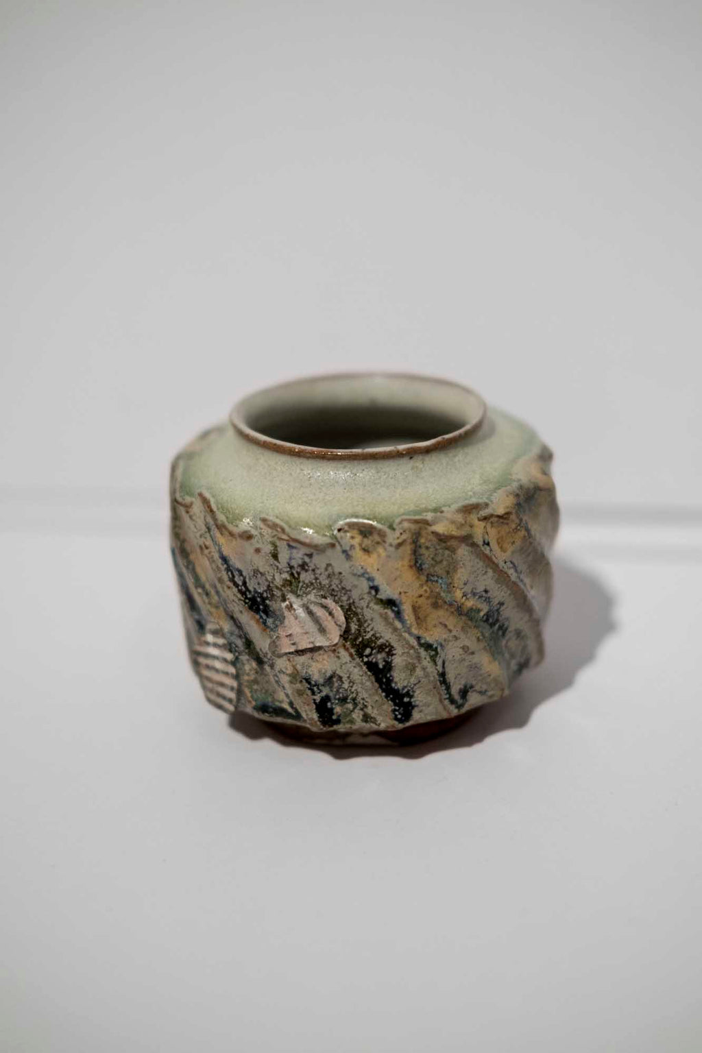 Carved Oxide Squat Vase